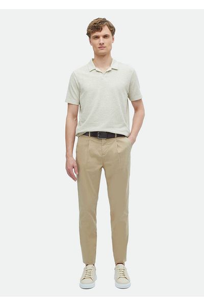 Ramsey Μπλουζάκι Polo Neck Dark Beige Jacquard 100% βαμβάκι
