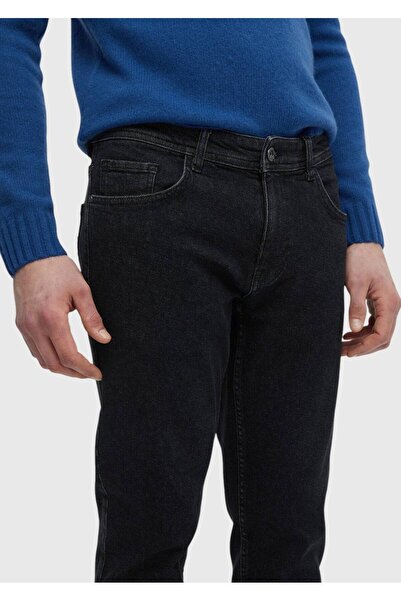 Ramsey Μαύρο ίσιο παντελόνι με λεπτή εφαρμογή τζιν βαμβακερό μείγμα