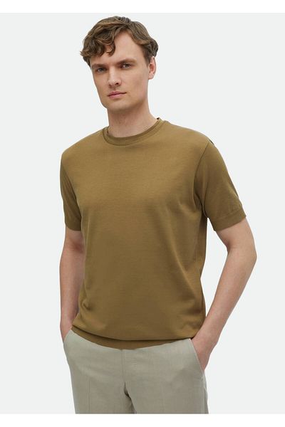 Ramsey T-shirt με λαιμόκοψη από 100% βαμβακερό τρίχωμα καμήλας