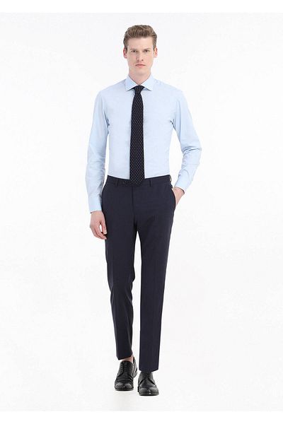Ramsey Cămașă clasică din bumbac slim fit albastră