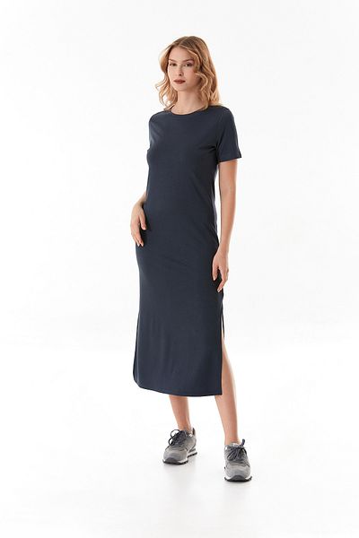 Fulla Moda Basic φόρεμα με σχισμή με λαιμόκοψη