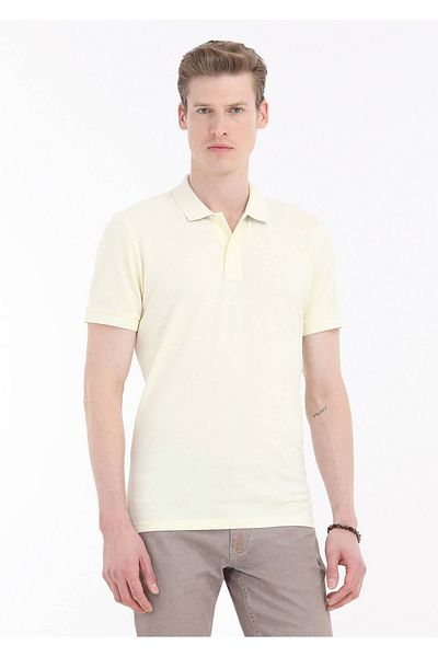 Ramsey Μπλουζάκι Polo Neck Yellow Printed 100% βαμβάκι