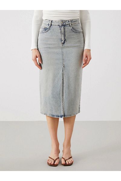LC Waikiki Γυναικεία τζιν φούστα LCW Vision Indigo Slim Fit