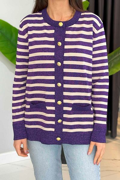 Nuss Purple Glitter Detail Cardigan 306
