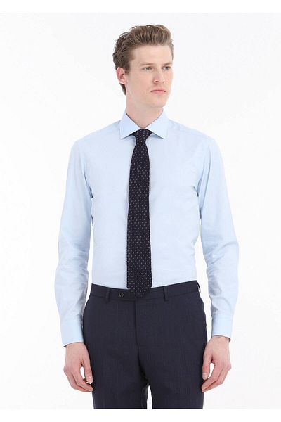 Ramsey Cămașă clasică din bumbac slim fit albastră