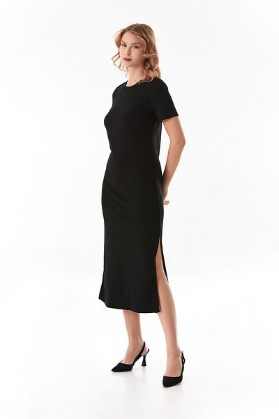 Fulla Moda Basic φόρεμα με σχισμή με λαιμόκοψη
