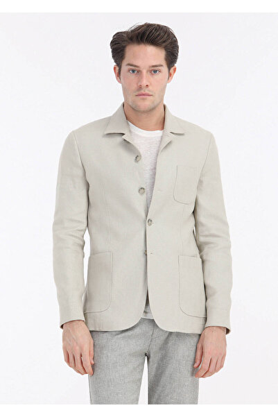 Ramsey Bej Mikro Shirt Shoulder Slim Fit %100 Keten Ceket