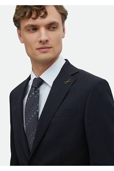 Ramsey Siyah Düz Modern Fit %100 Yün Takım Elbise