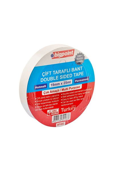 Bigpoint |   Double-Sided Hotmelt Tape, 19 mm X 25 M, Ideal for All Surfaces