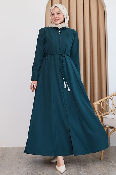 InStyle Sivya Collar Button Girdle Knitted Emerald Green Ferace
