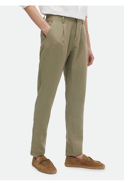 Ramsey Ανοιχτό πράσινο λινό παντελόνι Jogging Fit - 100% Casual Woven