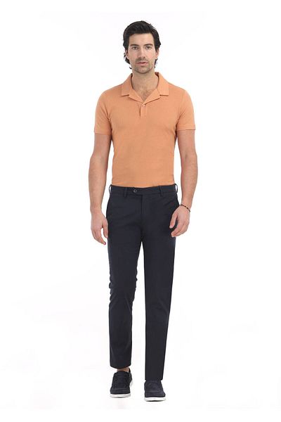 Ramsey Μπλε Navy Straight Woven Slim Fit Casual Παντελόνι