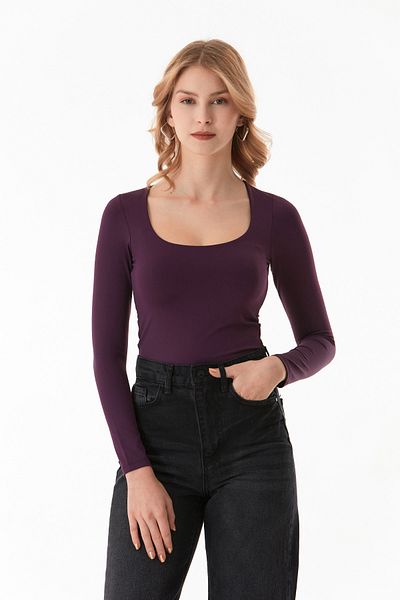 Fulla Moda Βασική μπλούζα με τετράγωνο λαιμό