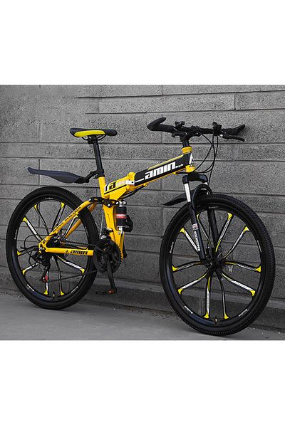 ETG 26 Inch Folding Mountain Bike, 24 Speed Full Suspension High-Carbon Steel Foldable Bicycle