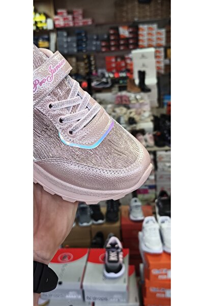 Kid's World Simli Yüksek Taban Cırtlı Kız Çocuk Spor Ayakkabı