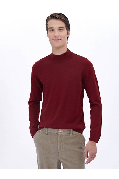 Kip Half Turtleneck Red Knitted Knitwear - Wool Blended