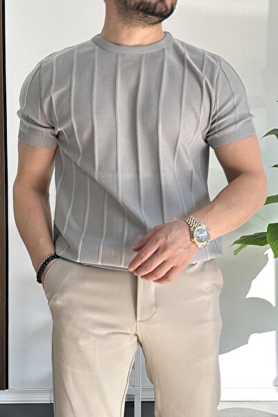 Edwox Γκρι ανδρικό μπλουζάκι με λαιμόκοψη με σχέδιο Edw260