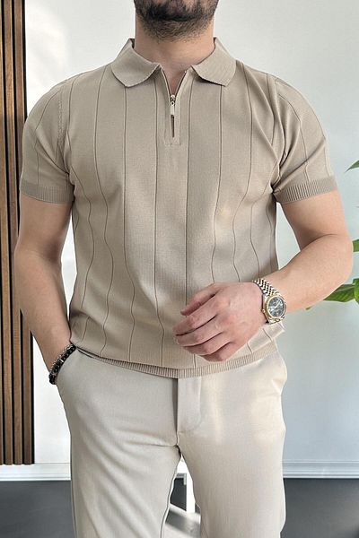 Edwox Ανδρικό μπλουζάκι με μισό φερμουάρ Polo Neck Mink Edw257