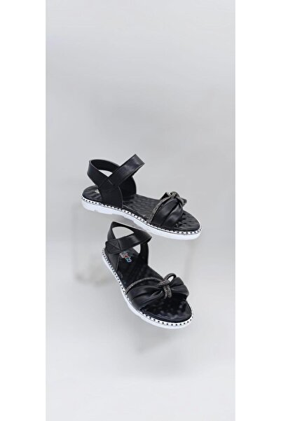 Rexba Детска черна балерина за момиче с декорация с камъни отпред