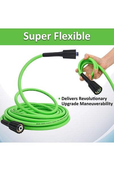 BEAR FORCE 10m/32ft Super Flexible Pressure Washer Hose 2900 Psi Kink Resistant Power Washer Hose 1/4 Carwas...