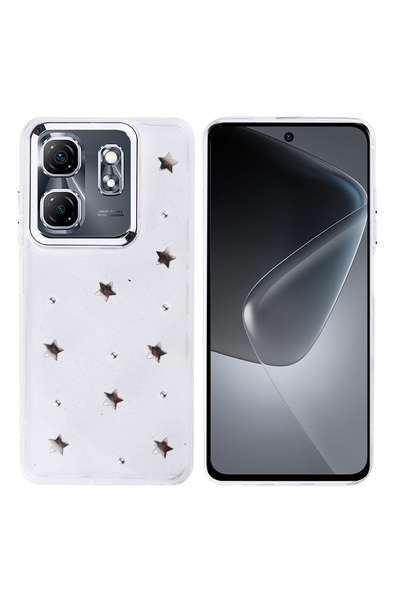 Ahlttiba حافظة متوافقة مع هاتف Infinix Hot 50i المحمول، غطاء عمود شفاف فضي مع...