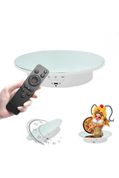 Choice حامل عرض كهربائي دوار 3 سرعات أبيض 20 سم، منظم 360 درجة، شحن USB، حامل...