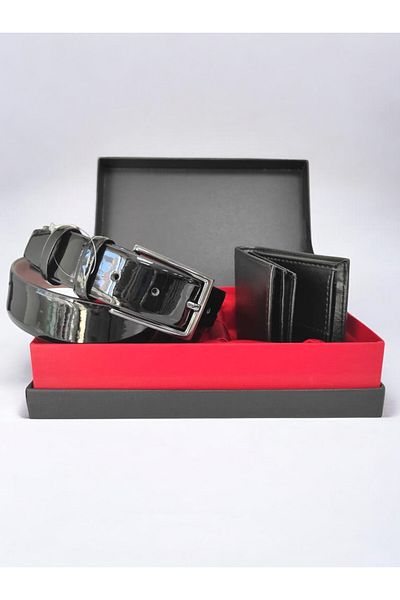 UCCELLO Special Gift Boxed Set of 2 Gift Stylish Faux Leather Men's Belt Wallet Set