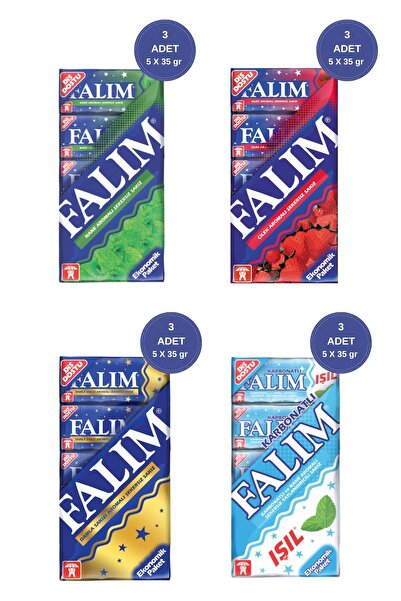 Falım Karışık Sakız Seti 5’li (12 PAKET) – Ferahlatıcı Ve Meyvemsi Tatlar