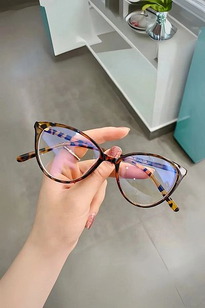 SÖYLER OPTİK Talia Leopard Blue Light Filter Screen Goggles Optical Compatible Glasses Can Be Changed