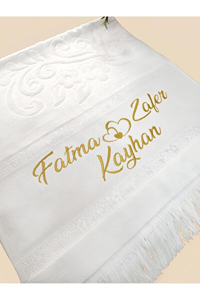 Sahra Çeyiz Nakış Kişiye Özel İsim İşlemeli Kadife Etamin Havlu