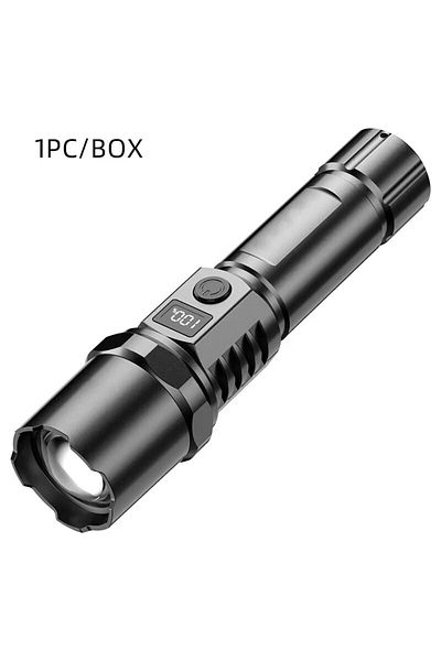 Choice black High Power XHP100 Led Flashlight Rechargeable Retractable Flashlight Digital Zoom Usb Hand Lig