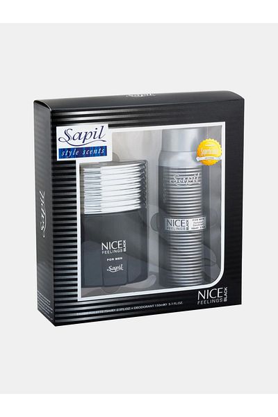 sapil عبوة من 2 - مجموعة هدايا Nice Feelings Black Edt 75 مل + 150 مل