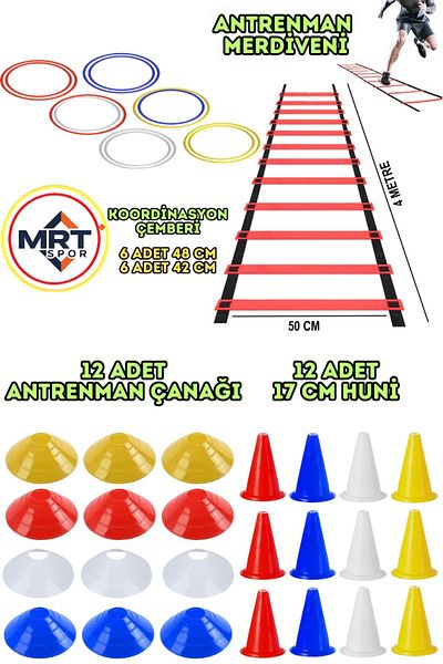 Mrt Sports Training Set 4m Red Ladder 12Pcs Funnel 12Pcs Bowl 12Pcs Coordination Circle