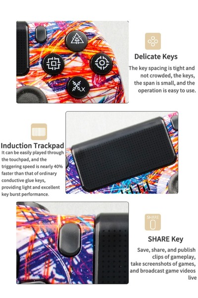 FlashHawk Camouflage Wireless Controller for PlayStation 4/PC/Steam with Gyroscope and Dual Vibration