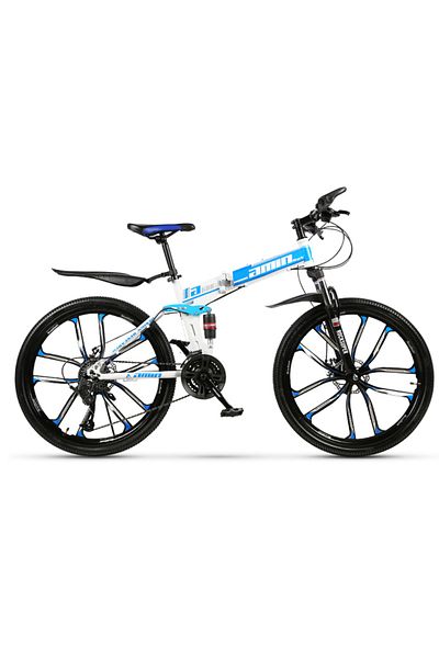 ETG 26 Inch Folding Mountain Bike, 24 Speed Full Suspension High-Carbon Steel Foldable Bicycle