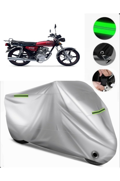 MotoEN غطاء دراجة نارية متوافق مع Kuba CG150 Premium (متوافق مع القفل) - رمادي