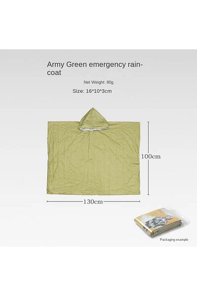 Choice Army Green Emergency Rain Poncho Hood Reusable Weather Resistant Raincoat Men Women Camping Hiking O