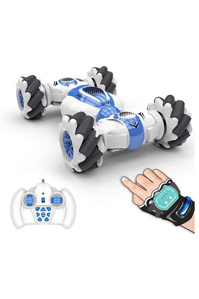 COOYA لعبة سيارة RC 4WD، 2.4 جيجا هرتز، تدور 360 درجة، مستشعر إيماءات، ألعاب كهربائية للأطفال (أزرق)