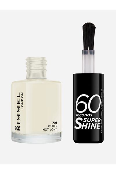 Rimmel 60 Seconds Super Shine Nail Polish 703 White Hot Love, 8 ml - 0.25 fl oz