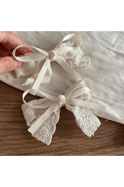 zehracatasariim Stylish French Lace Flower Embroidery Hair Clips for Children and Women 2Pcs