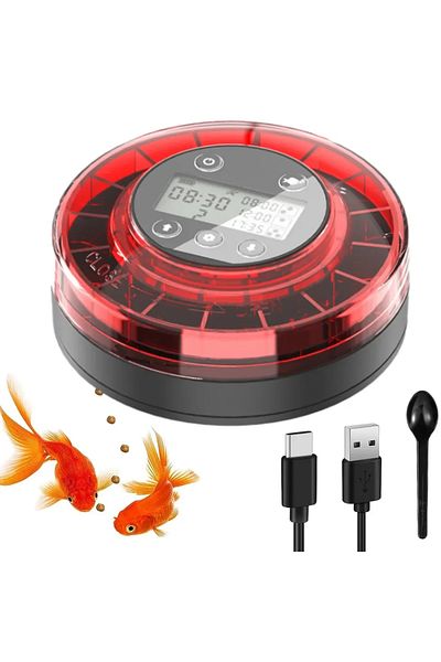 Choice Black base Automatic Fish Feeder for Aquarium Automatic Food Dispenser with Timer Rechargeable Timer