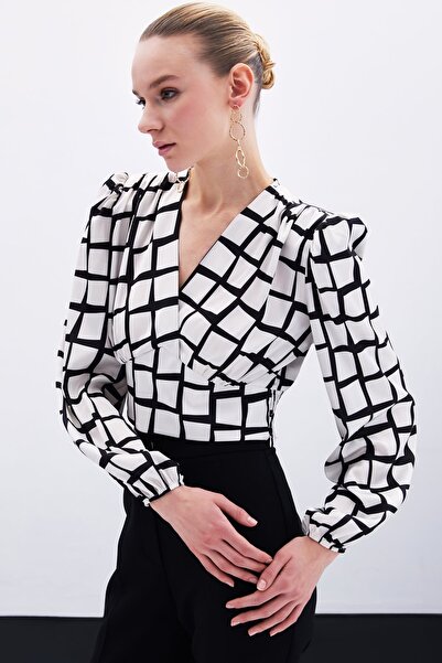 Sateen Блуза з візерунком - Екрю