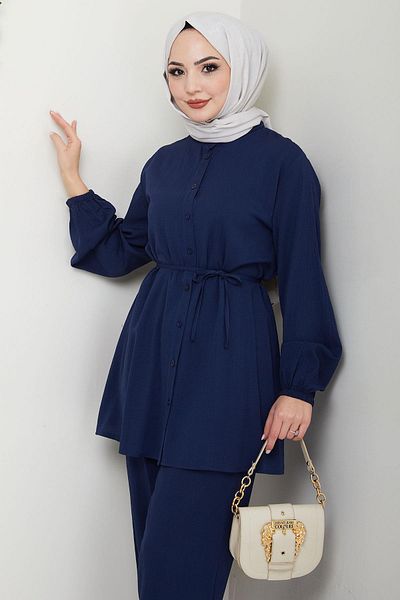 hafsamina Διπλό κοστούμι Navy Blue HM2688 με πουκάμισο με γιακά δικαστή