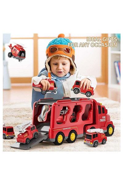 COOYA Fire Car Truck Toys, High Quality, Durable Soft Plastic 5 in 1 Toy Cars, for Toddlers 1-9