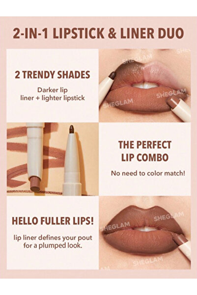 SHEGLAM Glam 101 Lipstick and Liner Duo- Berry Whip