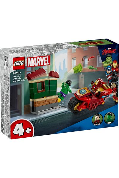 LEGO Set LEGO Marvel Super Heroes - Iron Man cu motocicleta si Hulk (76287)