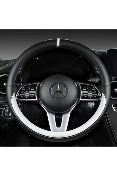 Choice WHITE Full Leather Universal Car Steering Wheel Cover Breathable Anti ...