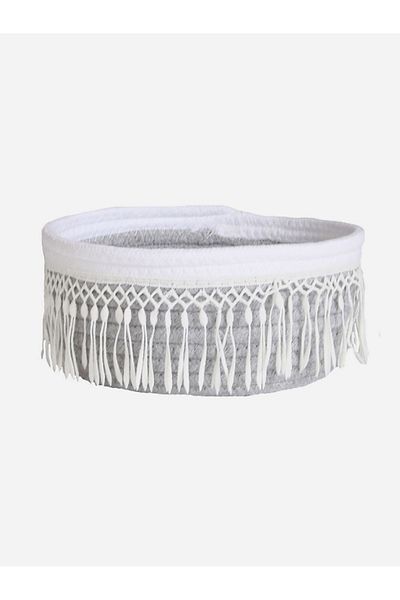 Styli Grey Woven Storage Basket with Tassel