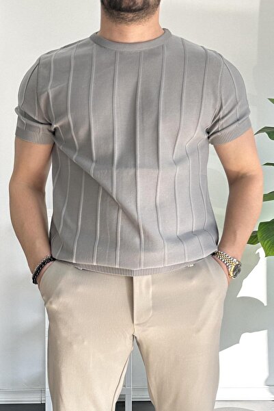 Edwox Γκρι ανδρικό μπλουζάκι με λαιμόκοψη με σχέδιο Edw260