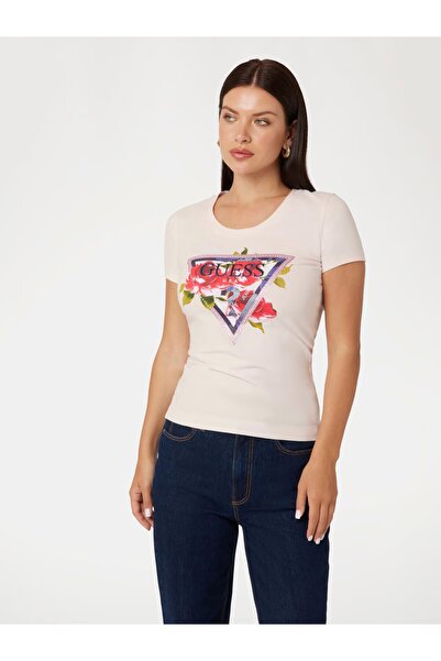 Guess Çiçek Logolu Stretch T-Shirt W4YI71J1314-25k